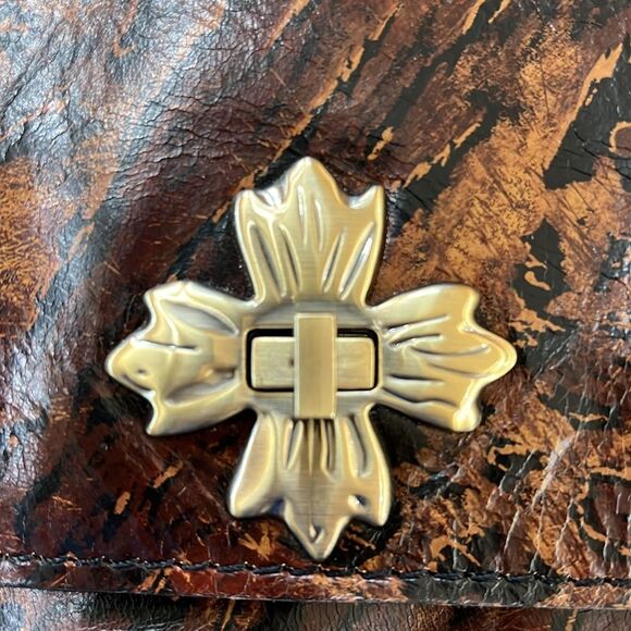 Patricia Nash Consilina Floret Leather Crossbody Bag Abstract Animal Print EUC - Picture 10 of 13